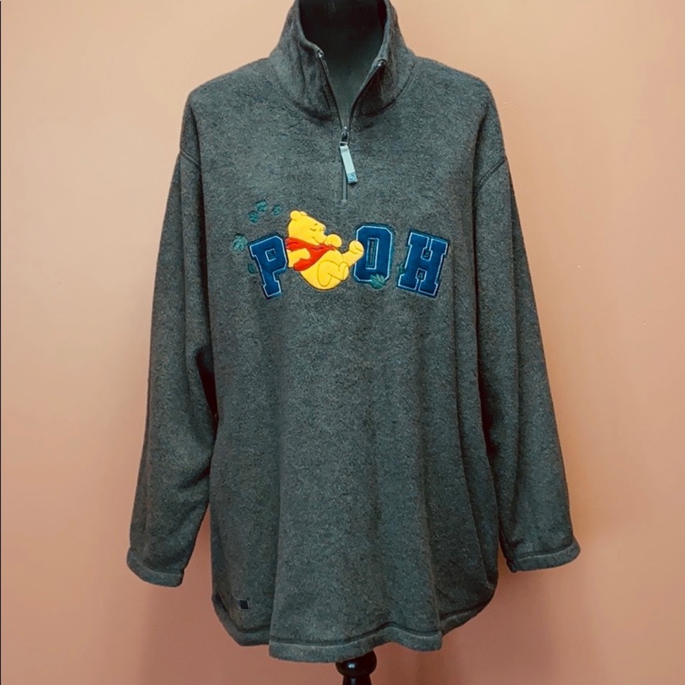 Disney Winnie the Pooh 1/4 Zipper Fleece Dark Gray